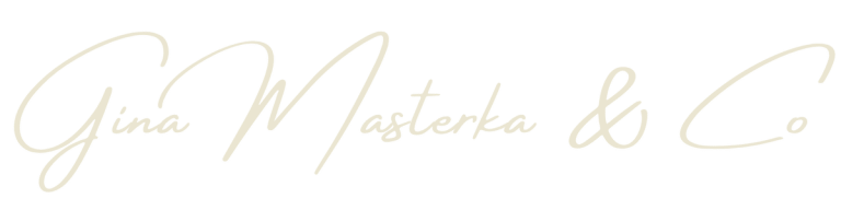 Text in elegant script font reads “Gina Masterka & Co” on a light background.